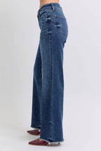 Judy Blue Full Size Raw Hem Mid Rise Jeans - Delanoir
