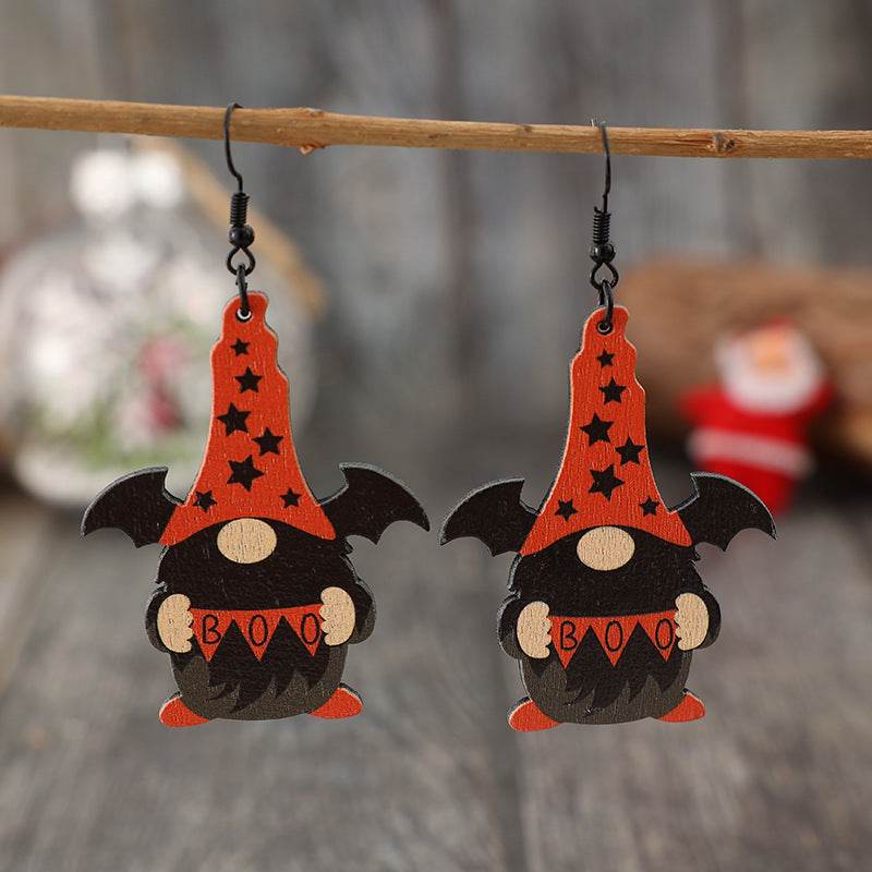 Wooden Point Hat Gnome Shape Earrings - Delanoir
