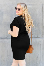 Basic Bae Bamboo Full Size Round Neck Short Sleeve Dress with Pockets - Delanoir