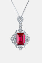 925 Sterling Silver Ruby Pendant Necklace - Delanoir