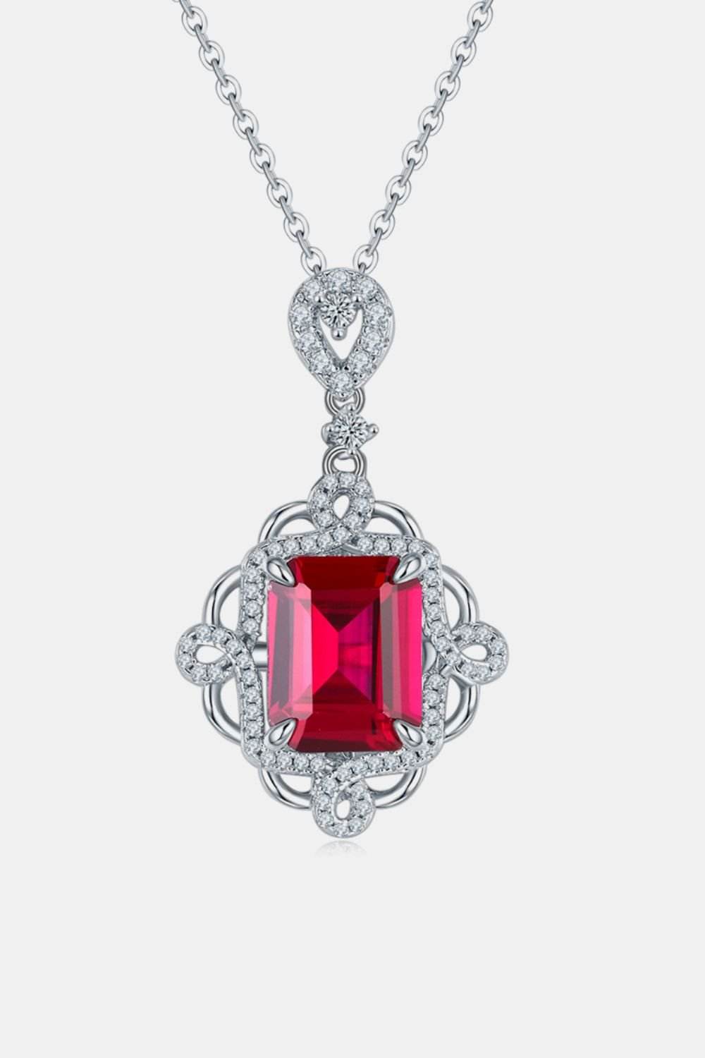 925 Sterling Silver Ruby Pendant Necklace - Delanoir