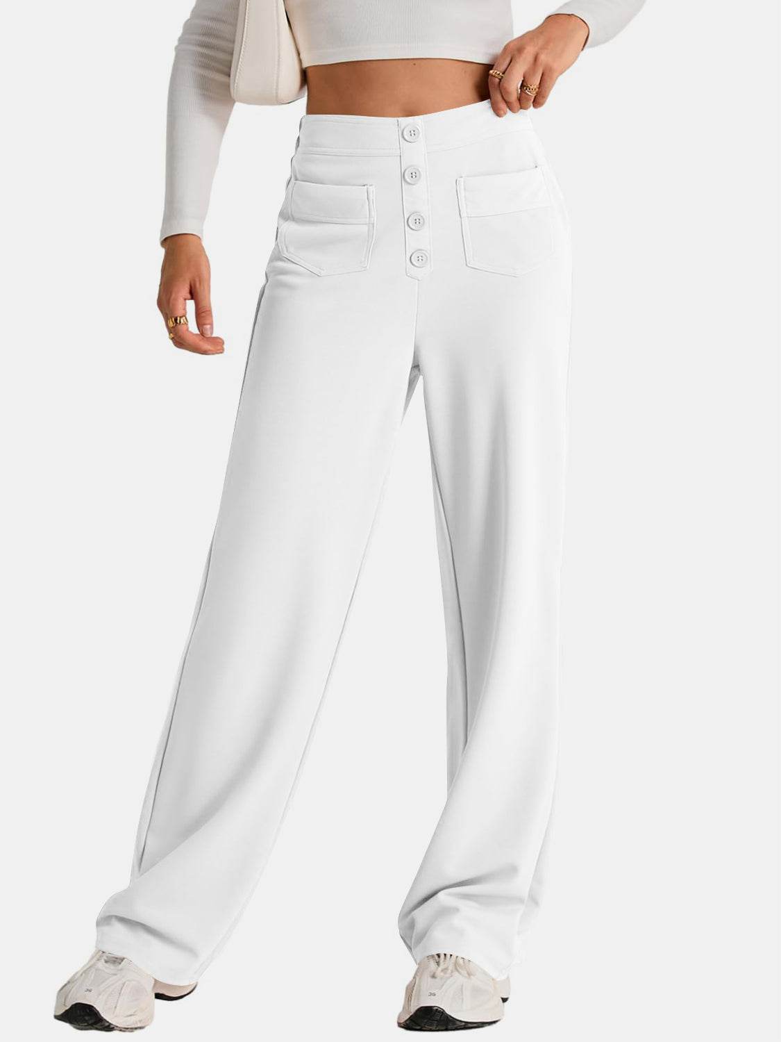 High Waist Wide Leg Pants - Delanoir