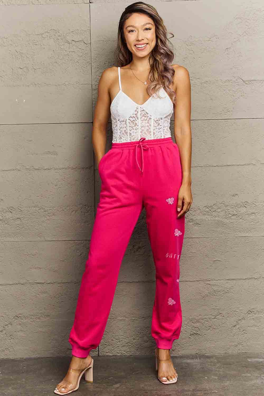 Simply Love Simply Love Full Size Drawstring BUTTERFLY Graphic Long Sweatpants - Delanoir