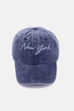 Zenana Washed Embroidered City Baseball Cap - Delanoir