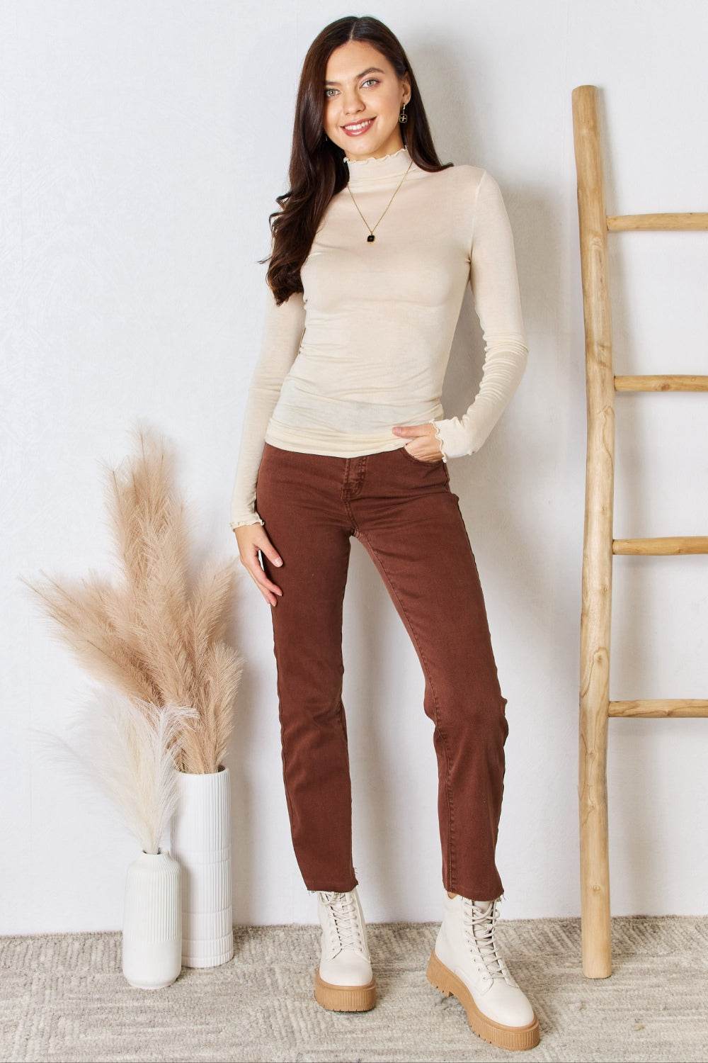 Zenana Mock Neck Layering Top - Delanoir
