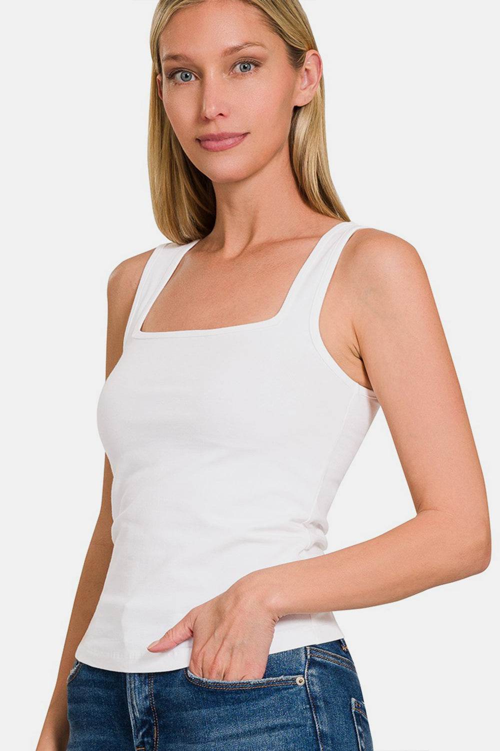 Zenana Square Neck Cropped Tank - Delanoir