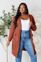 Basic Bae Full Size Hooded Sweater Cardigan - Delanoir