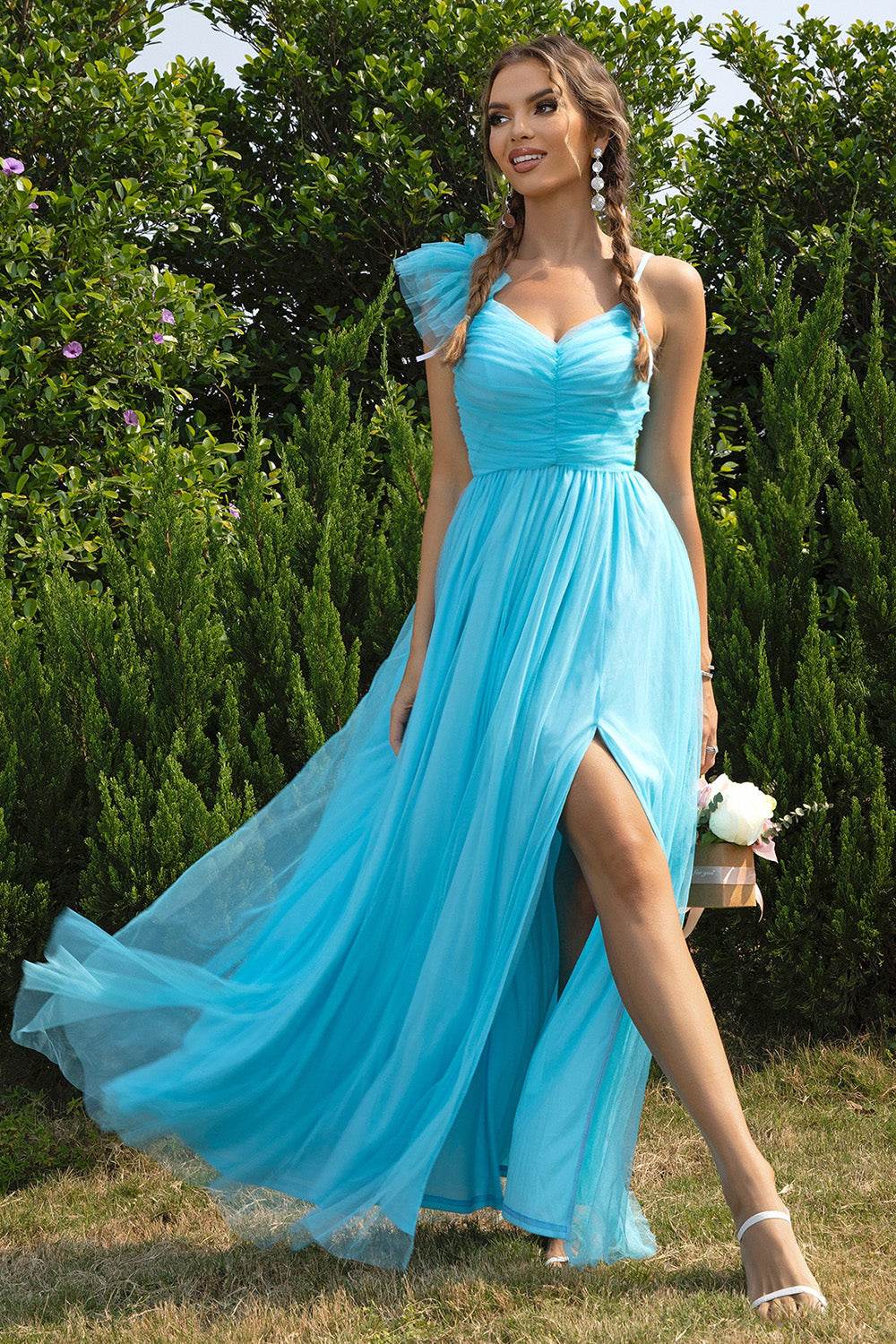 Asymmetrical Ruched Slit Dress - Delanoir