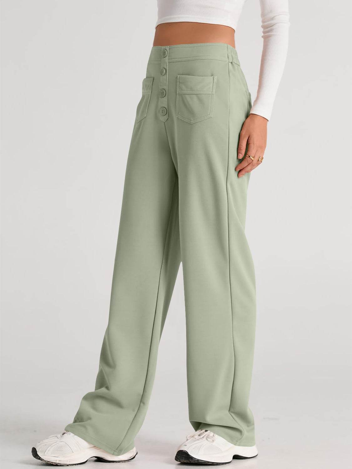 High Waist Wide Leg Pants - Delanoir