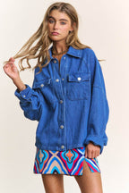 J.NNA Snap Down Long Sleeve Denim Shacket - Delanoir