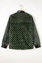 Pocketed Checkered Collared Neck Snap Down Jacket - Delanoir
