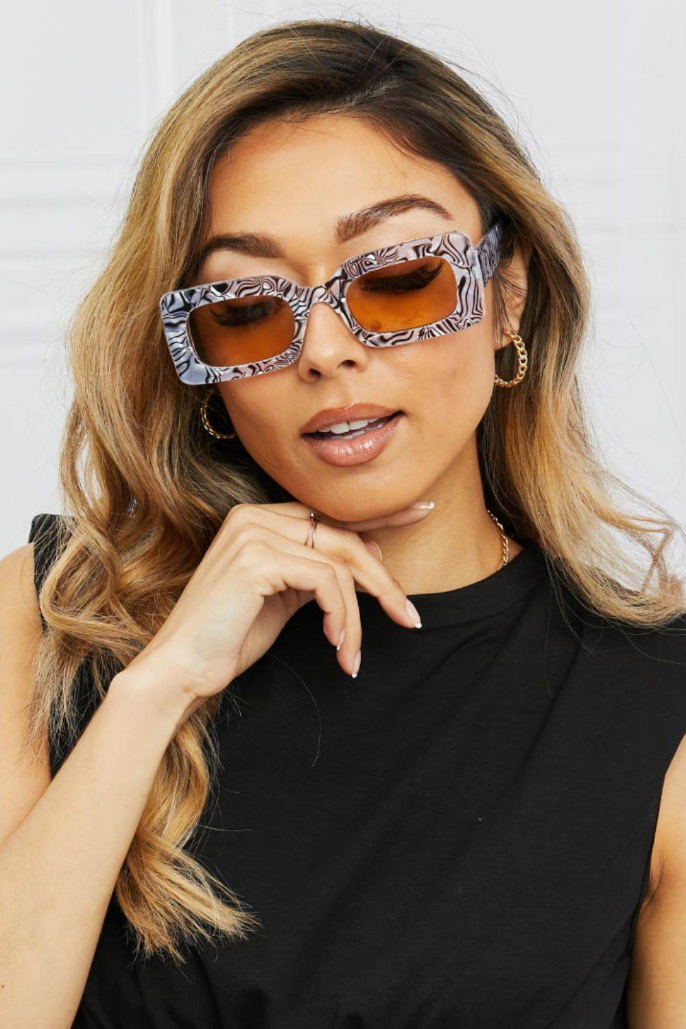 Tortoiseshell Rectangle Polycarbonate Sunglasses - Delanoir