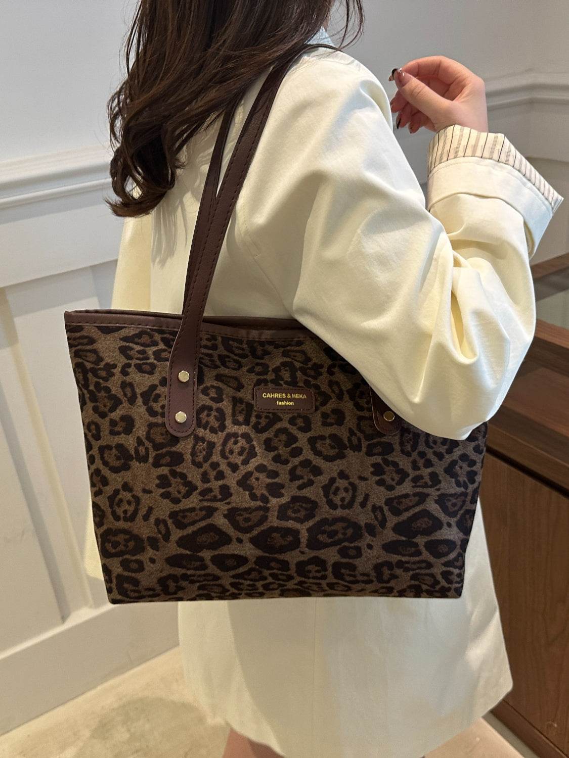Leopard Polyester Tote Bag - Delanoir