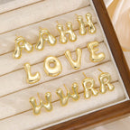 18K Gold-Plated Bubble Letter Stud Earrings - Delanoir