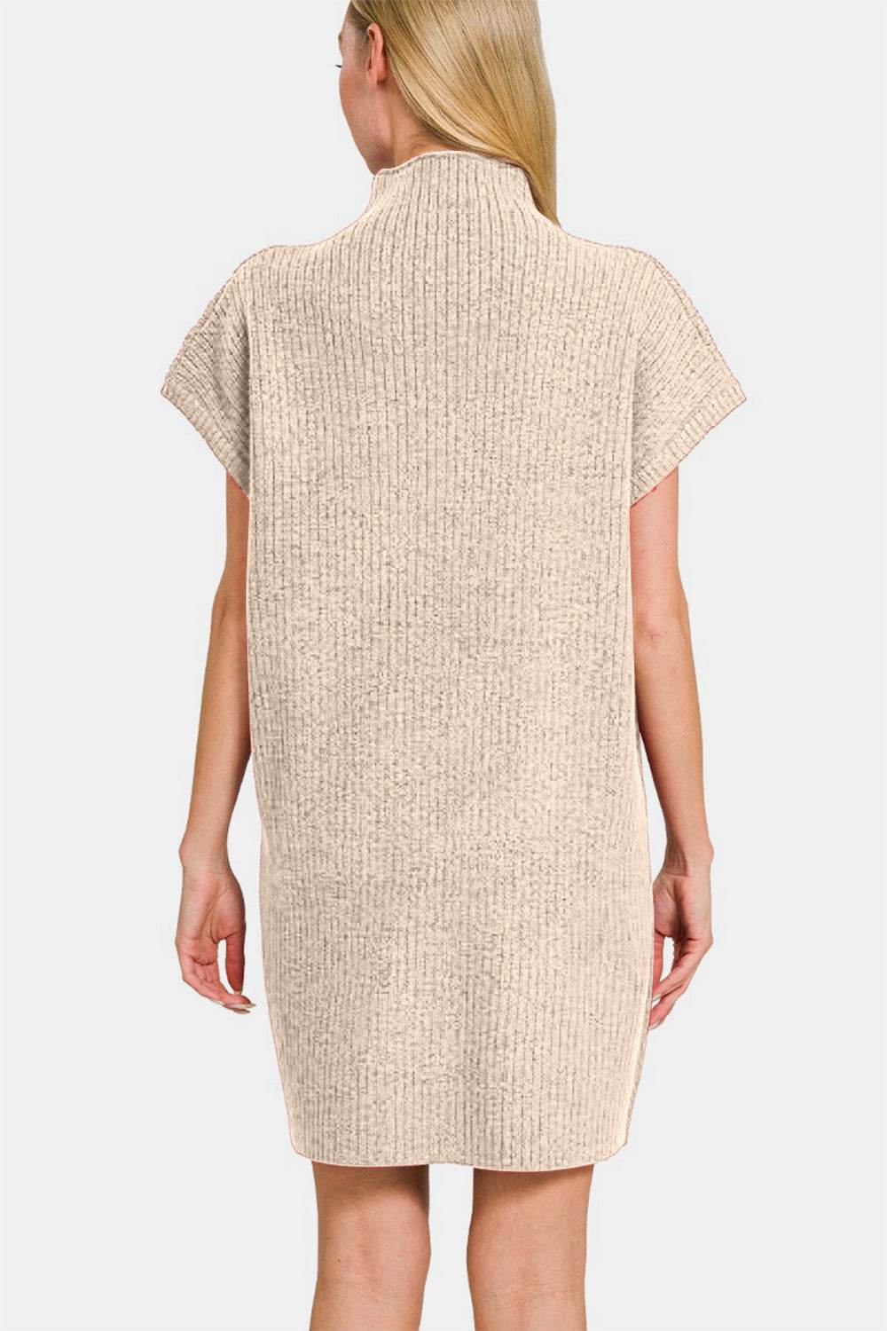 Zenana Short Sleeve Sweater Mini Dress - Delanoir