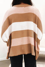 Striped Round Neck Long Sleeve Sweater - Delanoir
