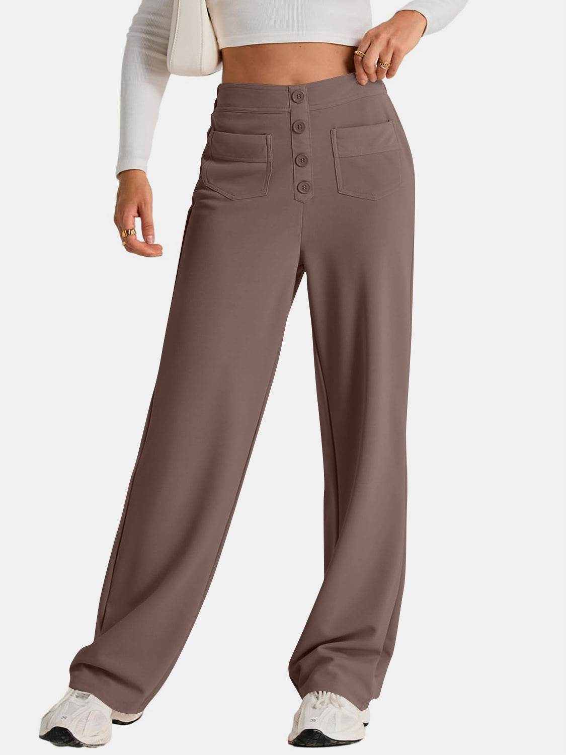 High Waist Wide Leg Pants - Delanoir