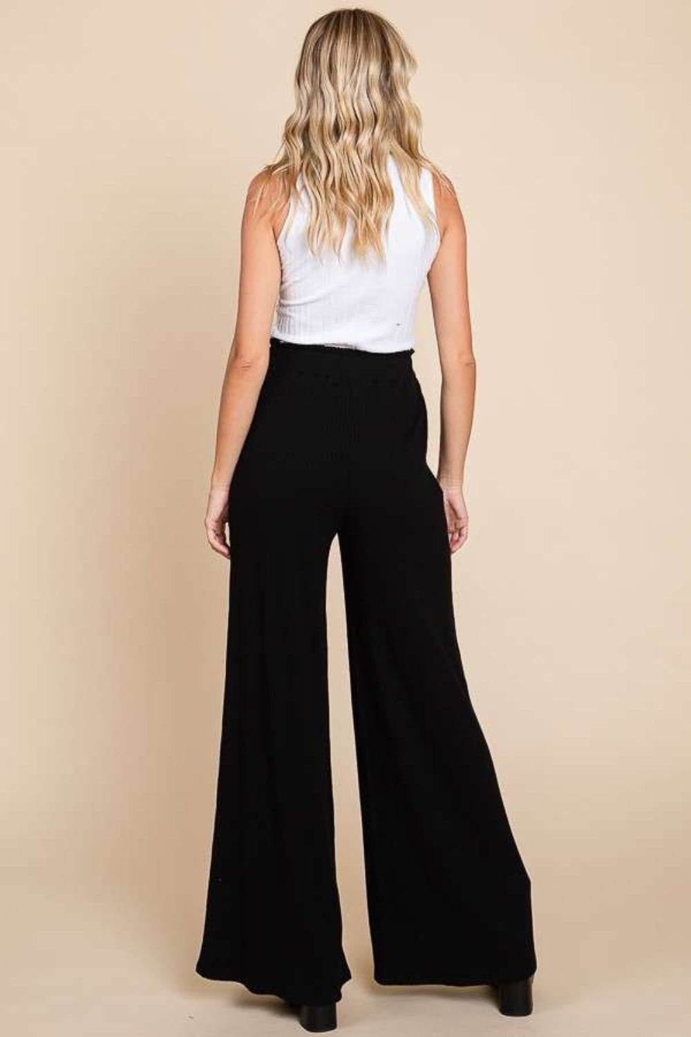 Culture Code Full Size High Waist Wide Leg Pants - Delanoir
