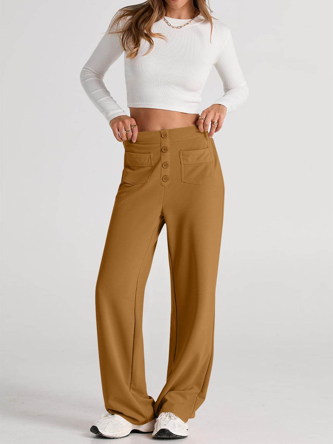 High Waist Wide Leg Pants - Delanoir