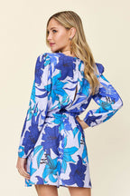 Double Take Full Size Floral Long Sleeve Romper with Pockets - Delanoir