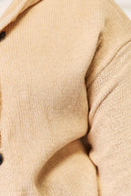 Woven Right Button-Down Long Sleeve Hooded Sweater - Delanoir