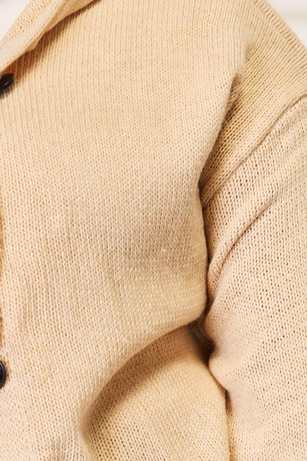 Woven Right Button-Down Long Sleeve Hooded Sweater - Delanoir