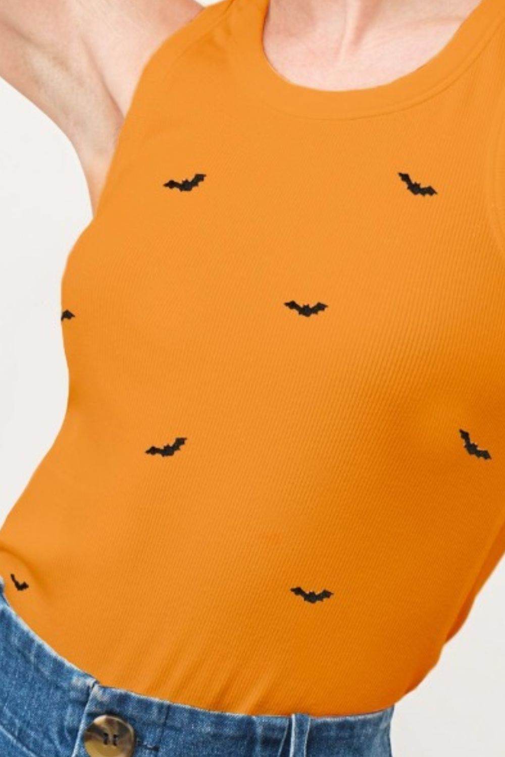 And The Why Bat Embroidered Ribbed Tank - Delanoir