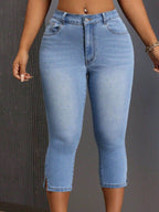 Side Slit Skinny Jeans with Pockets - Delanoir