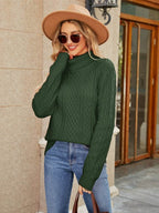 Cable-Knit Mock Neck Sweater - Delanoir