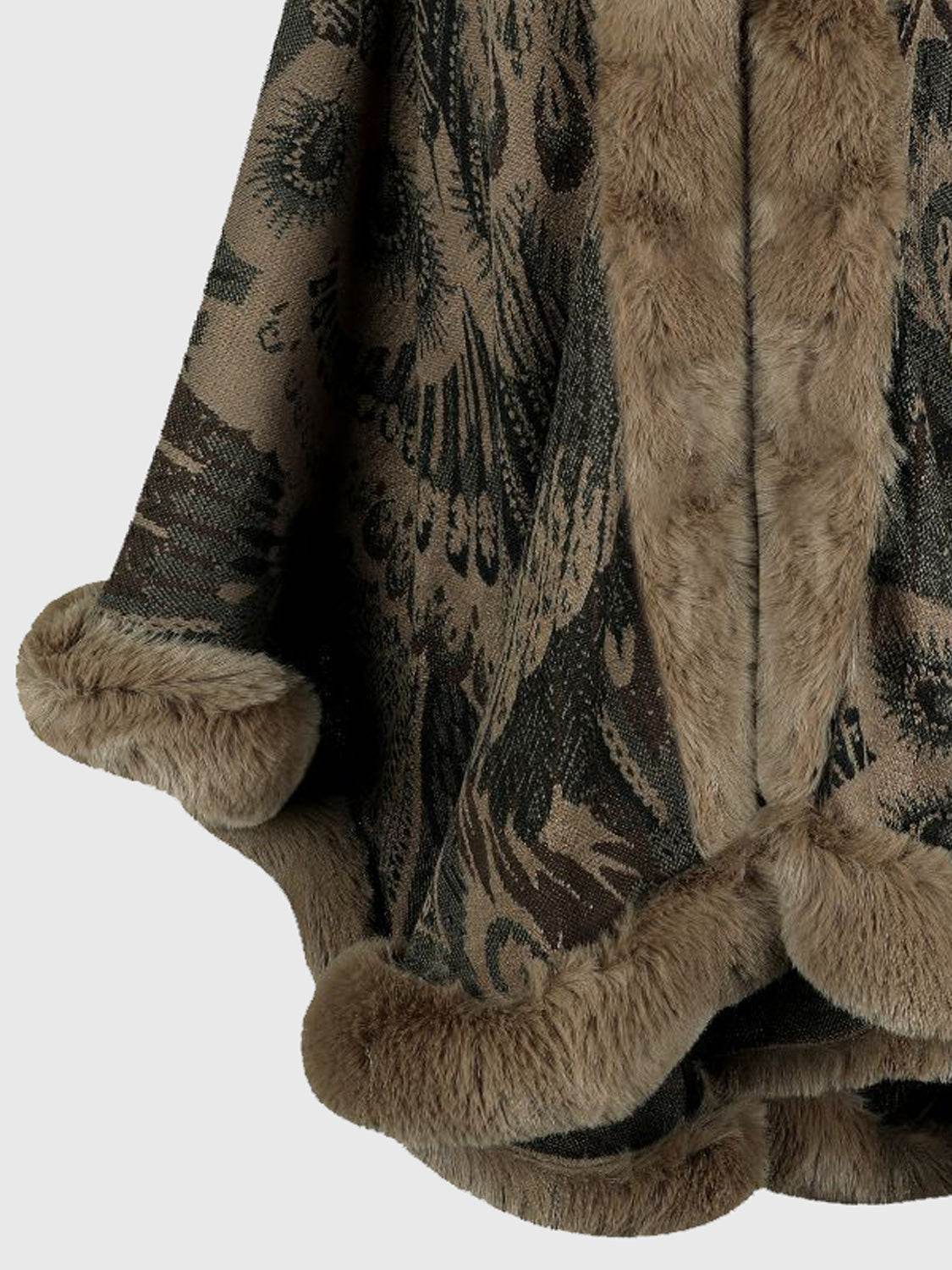 Printed Open Front Poncho - Delanoir