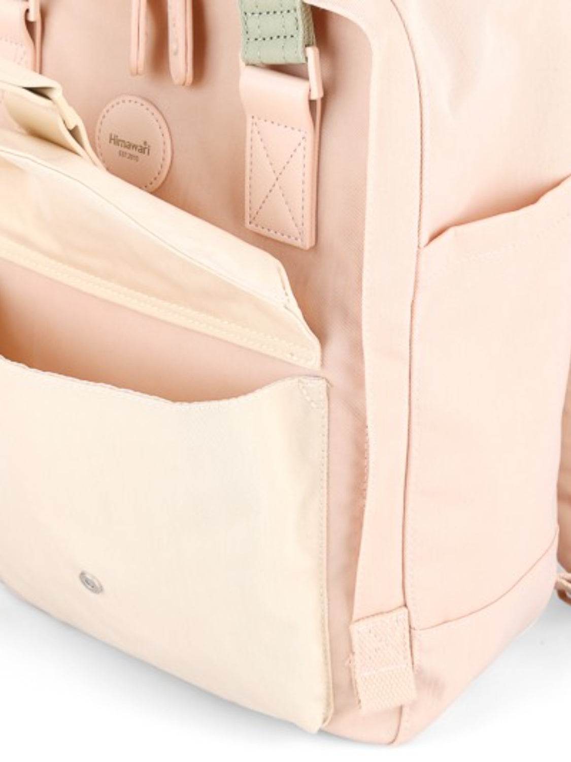 Himawari Contrast Waterproof Canvas Backpack Bag with Round Label - Delanoir