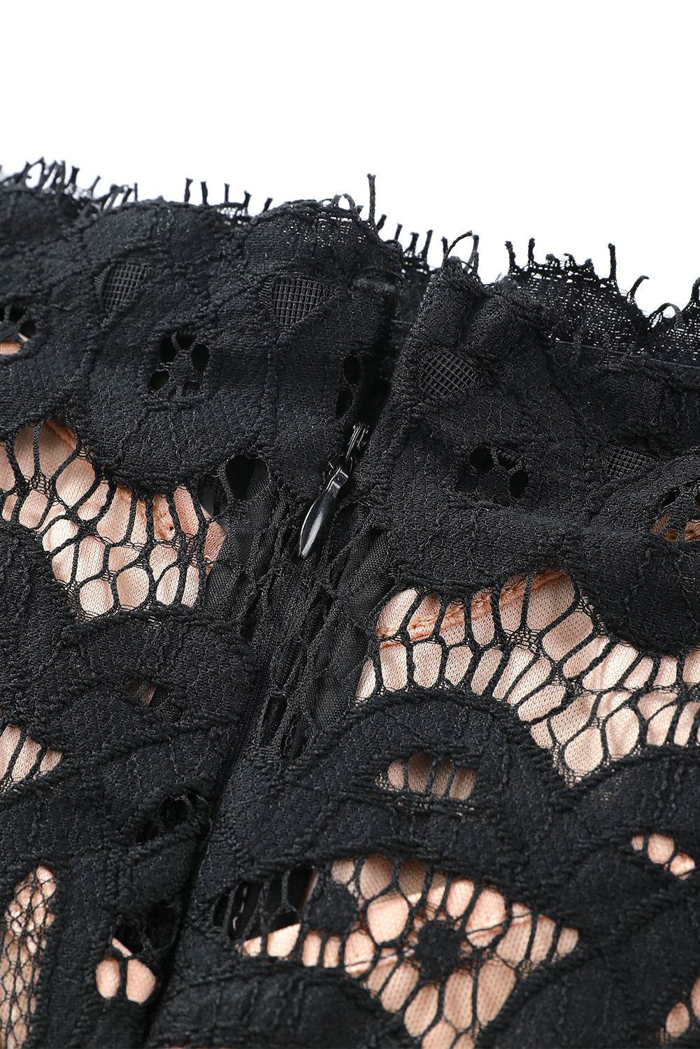 Off-Shoulder Long Sleeve Lace Dress - Delanoir