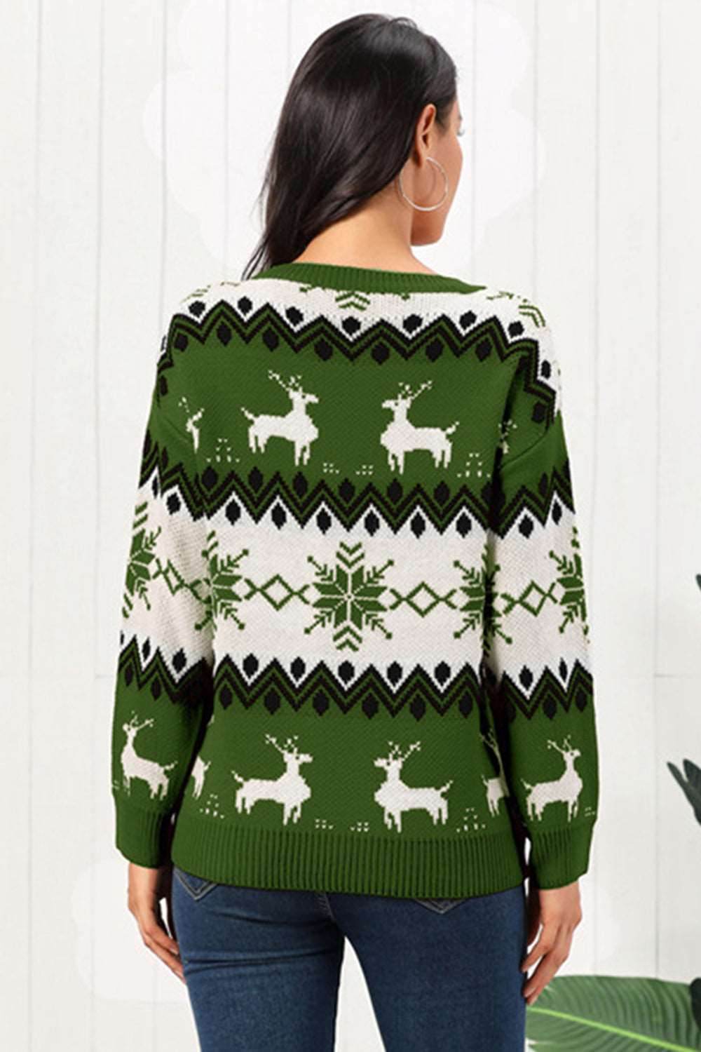 Reindeer Round Neck Sweater - Delanoir