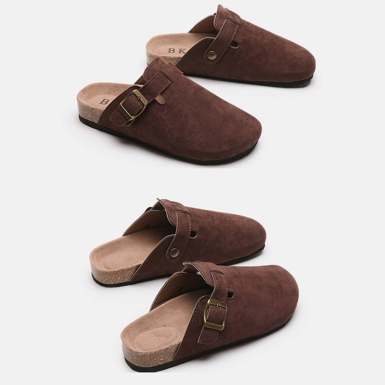 Suede Closed Toe Buckle Slide - Delanoir
