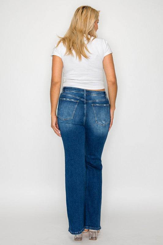 bytos Full Size High Rise Bootcut Jeans with Pockets - Delanoir