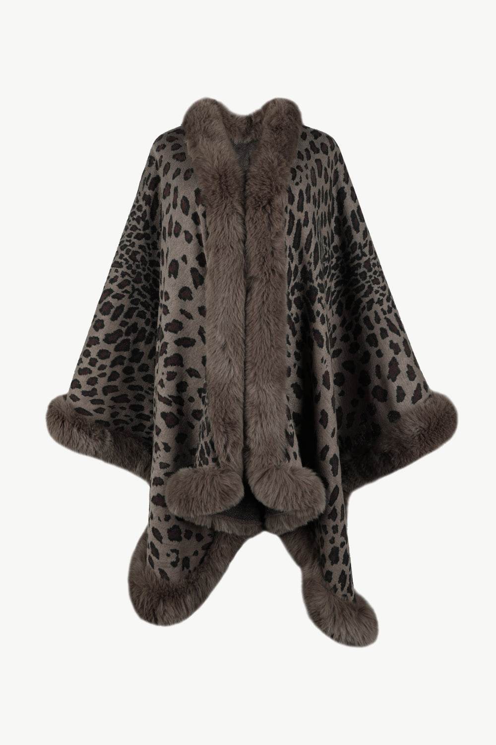 Leopard Open Front Poncho - Delanoir