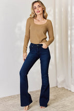 Basic Bae Full Size Ribbed Long Sleeve T-Shirt - Delanoir