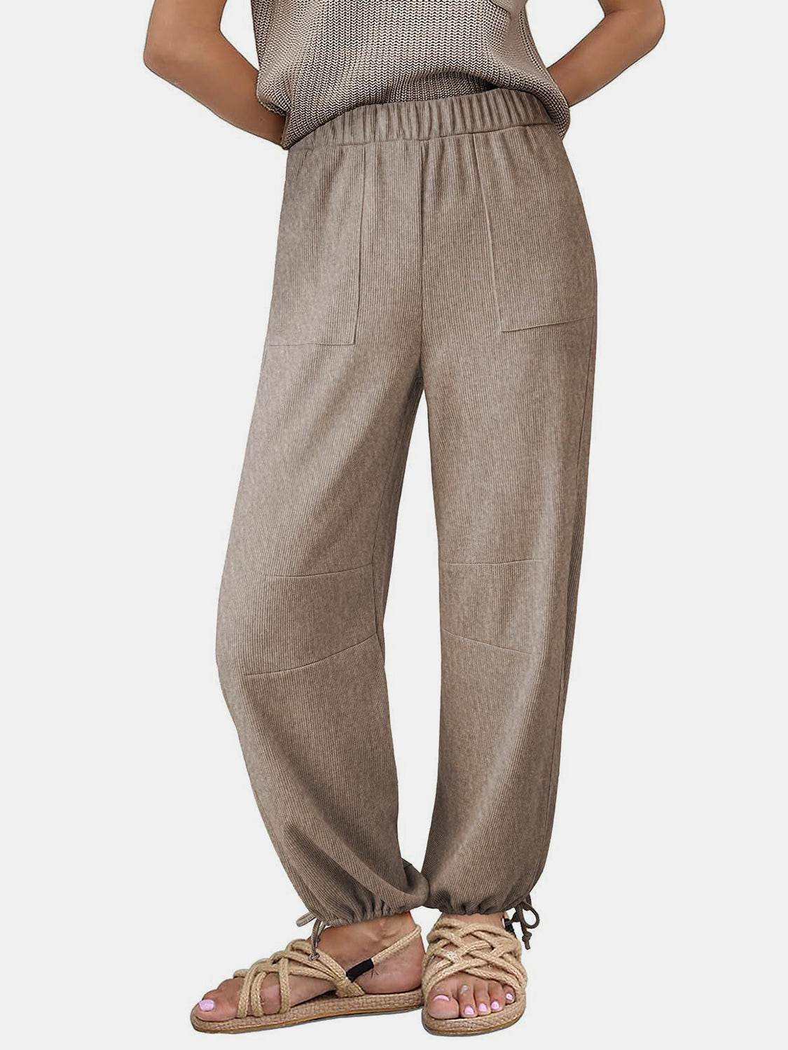 Drawstring Elastic Waist Joggers - Delanoir