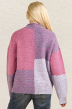 VERY J Color Block Mock Neck Drop Shoulder Sweater - Delanoir