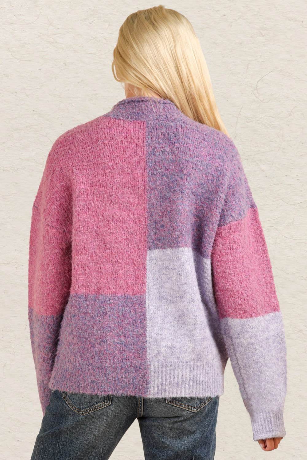 VERY J Color Block Mock Neck Drop Shoulder Sweater - Delanoir