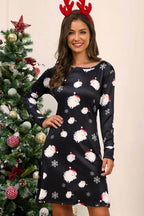 Full Size Christmas Long Sleeve Dress - Delanoir