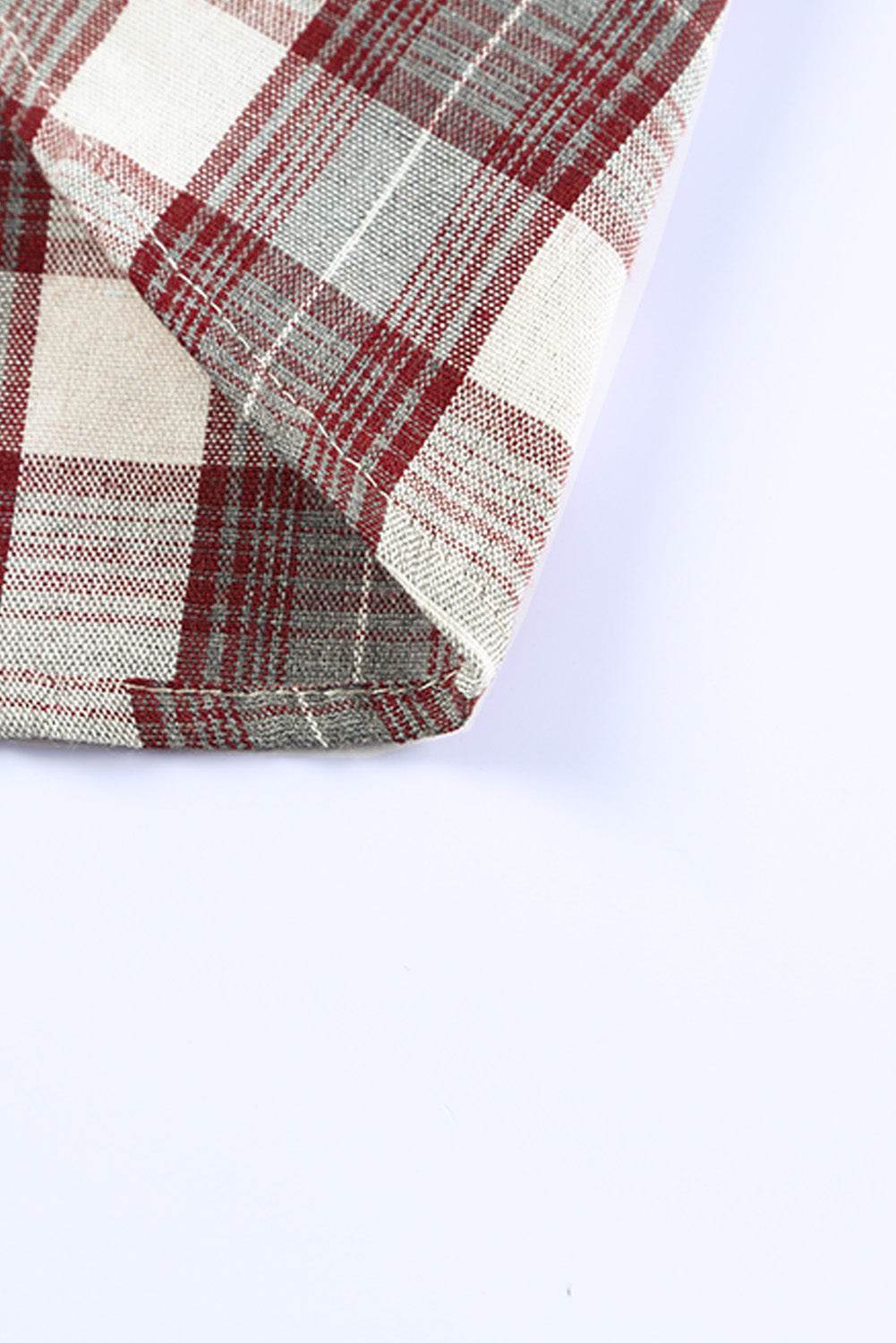 Plaid Patchwork Collared Neck Shacket - Delanoir
