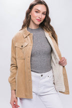 Love Tree Corduroy Button Up Jacket with Sherpa Inside - Delanoir