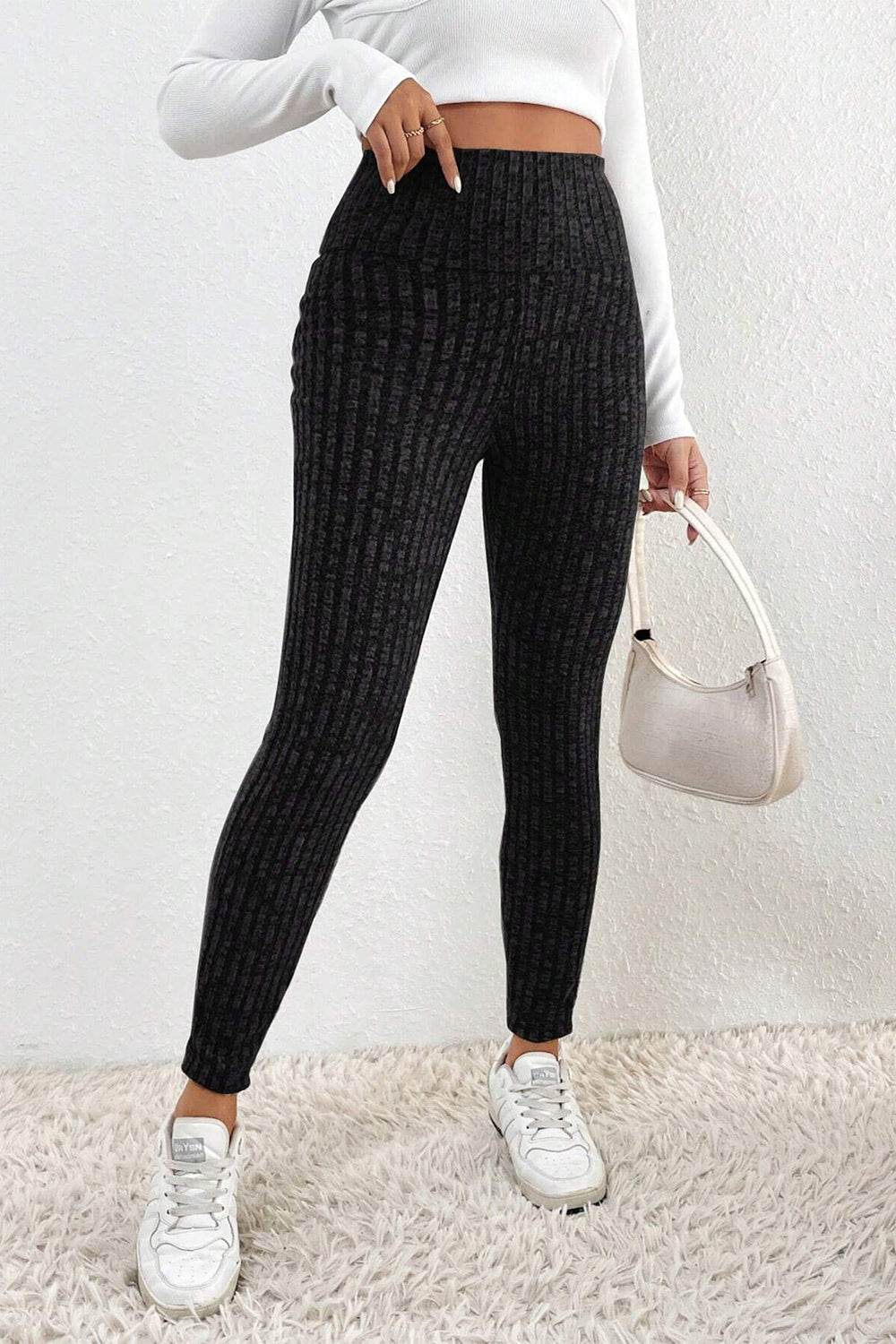 Ribbed High Waist Leggings - Delanoir