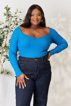 Culture Code Full Size Ribbed Sweetheart Neck Knit Top - Delanoir