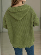 Cable-Knit Long Sleeve Hooded Cardigan - Delanoir