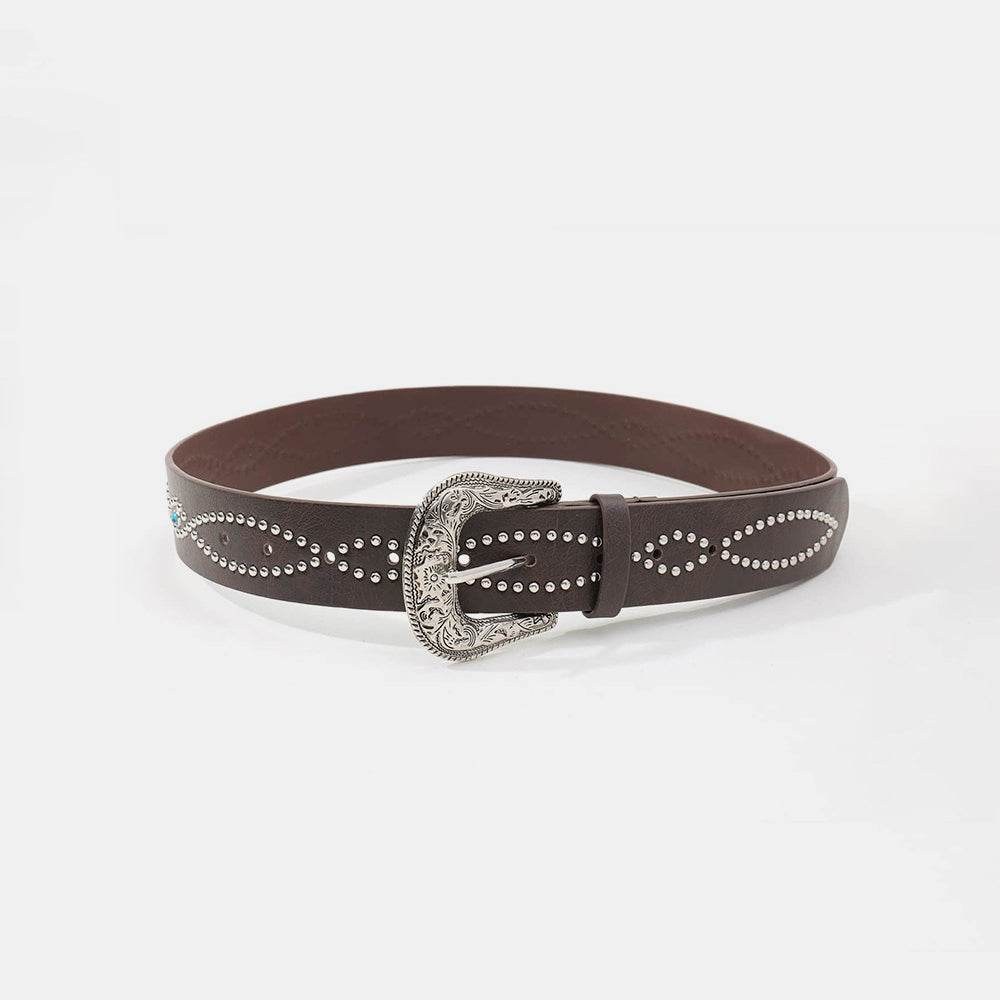 PU Leather Rhinestone Belt - Delanoir