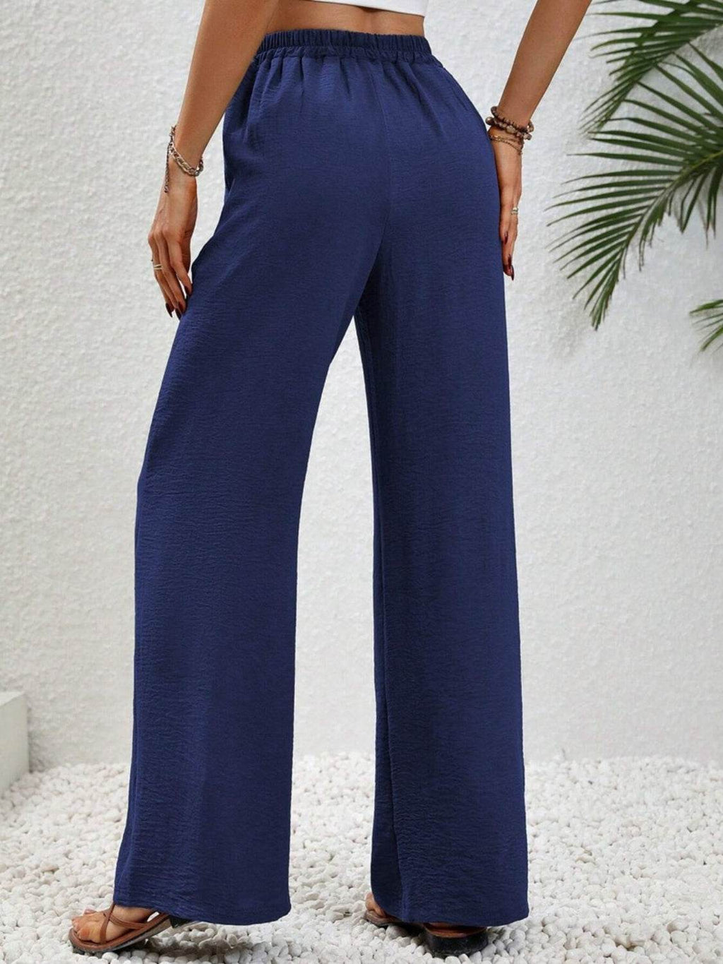 Wide Leg Drawstring Pants - Delanoir