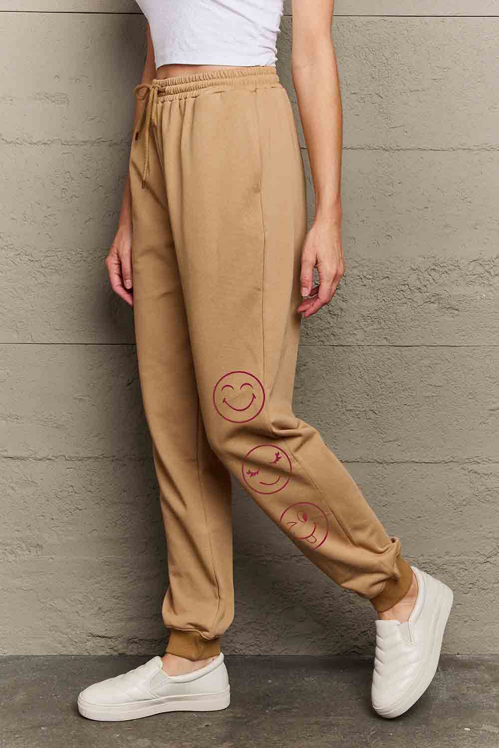 Simply Love Full Size Emoji Graphic Sweatpants - Delanoir