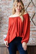 Heimish Full Size Swiss Dot Off Shoulder Top - Delanoir